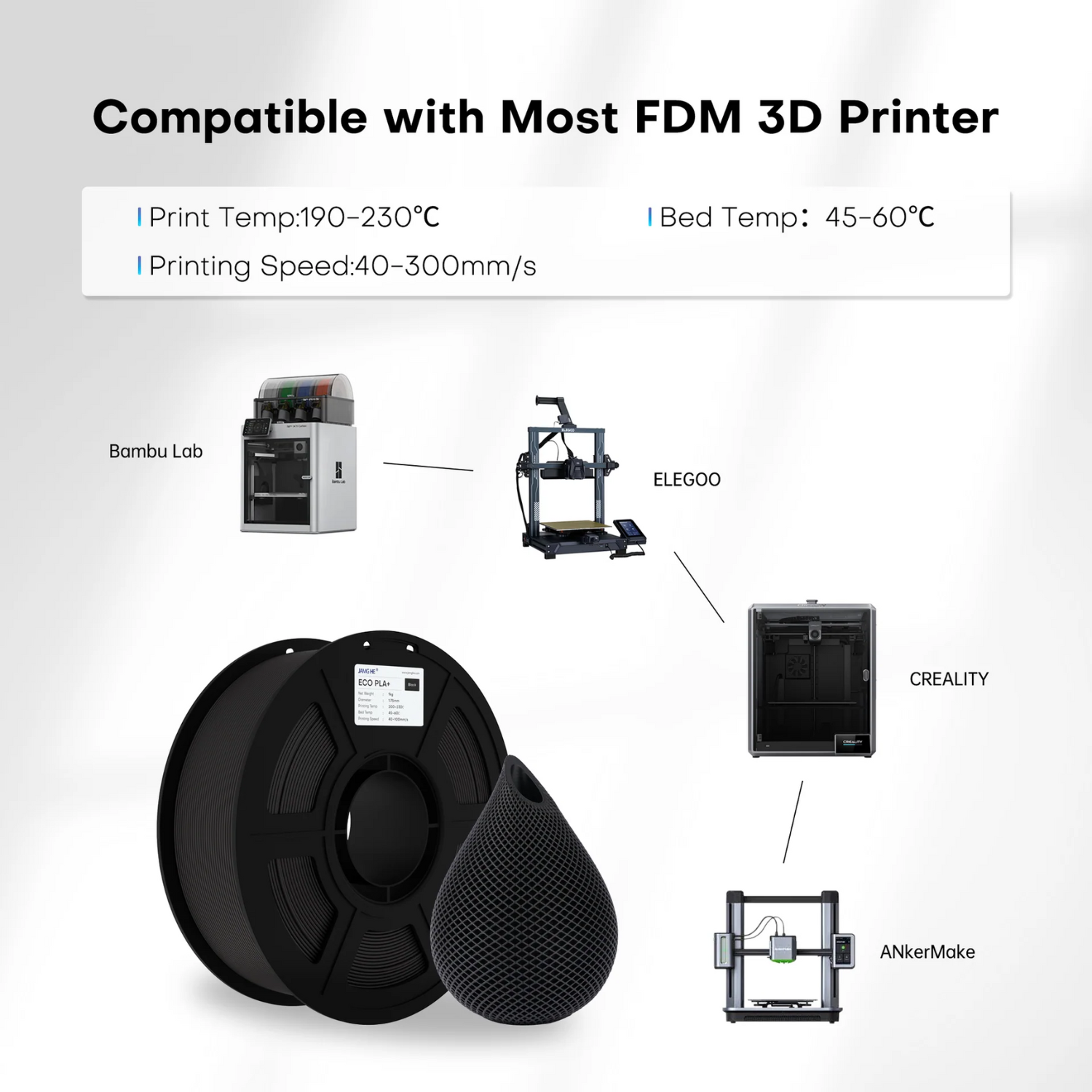JAMG HE Eco PLA+ 1.75MM Filament 1KG