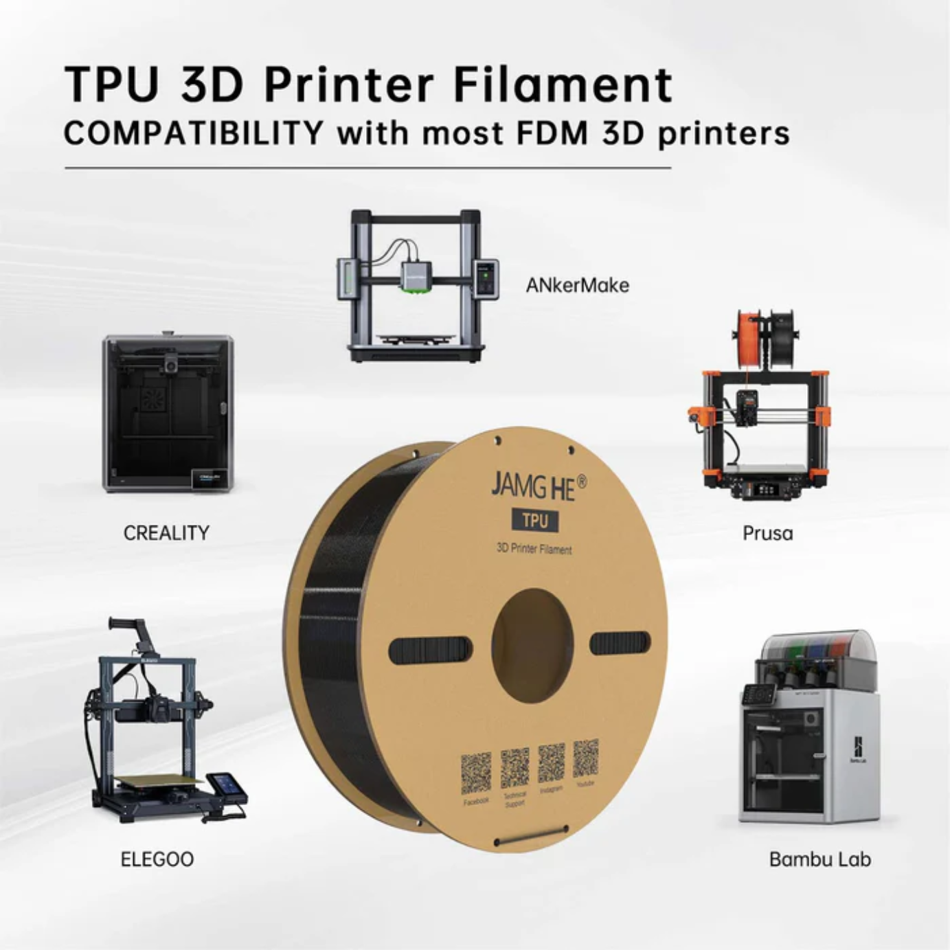 JAMG HE TPU 1.75MM Filament 1KG