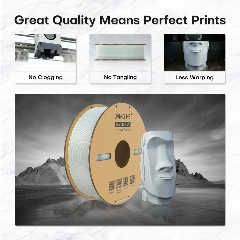 JAMG HE Marble PLA+ 1.75MM Filament 1KG