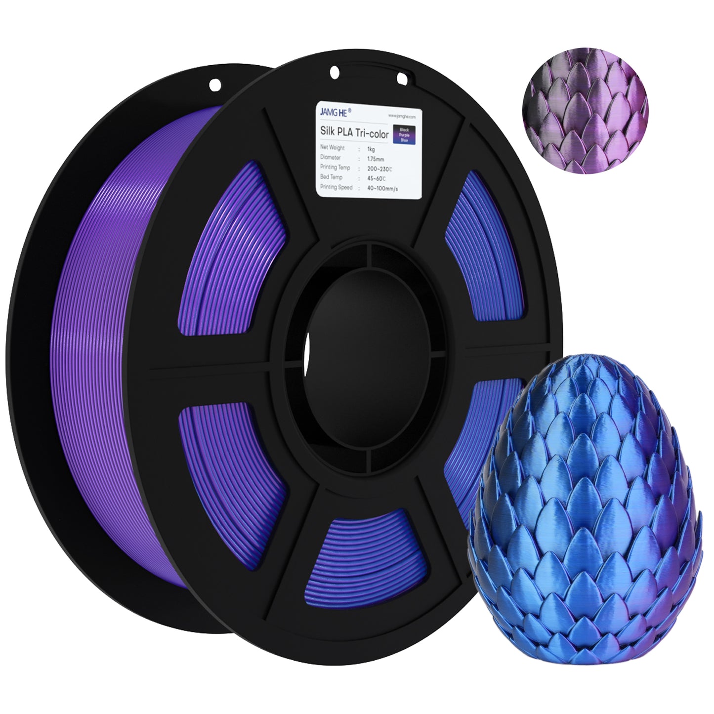 JAMG HE Silk 1.75MM Filament 1KG - Tri Colour