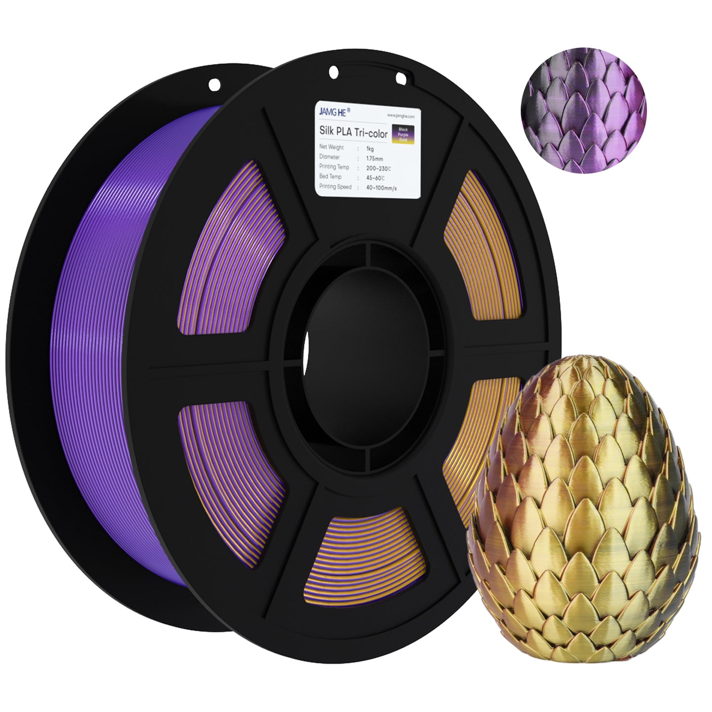 JAMG HE Silk 1.75MM Filament 1KG - Tri Colour