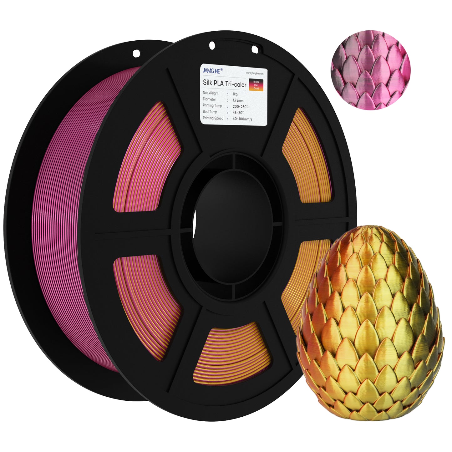 JAMG HE Silk 1.75MM Filament 1KG - Tri Colour