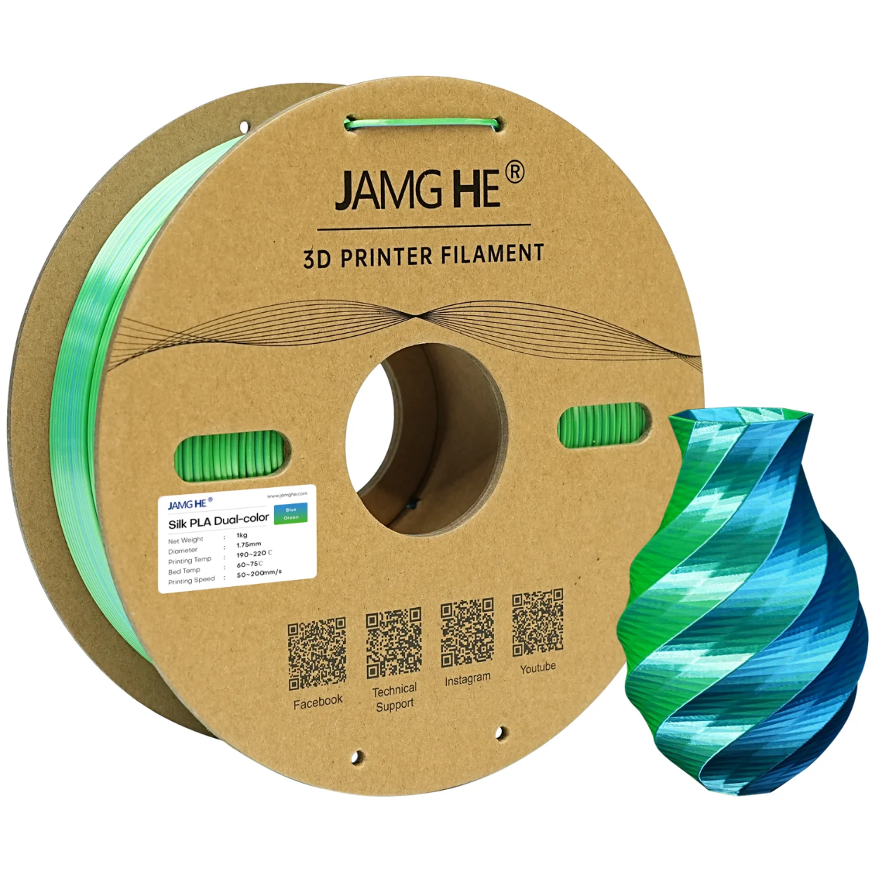 JAMG HE Silk 1.75MM Filament 1KG - Dual Colour