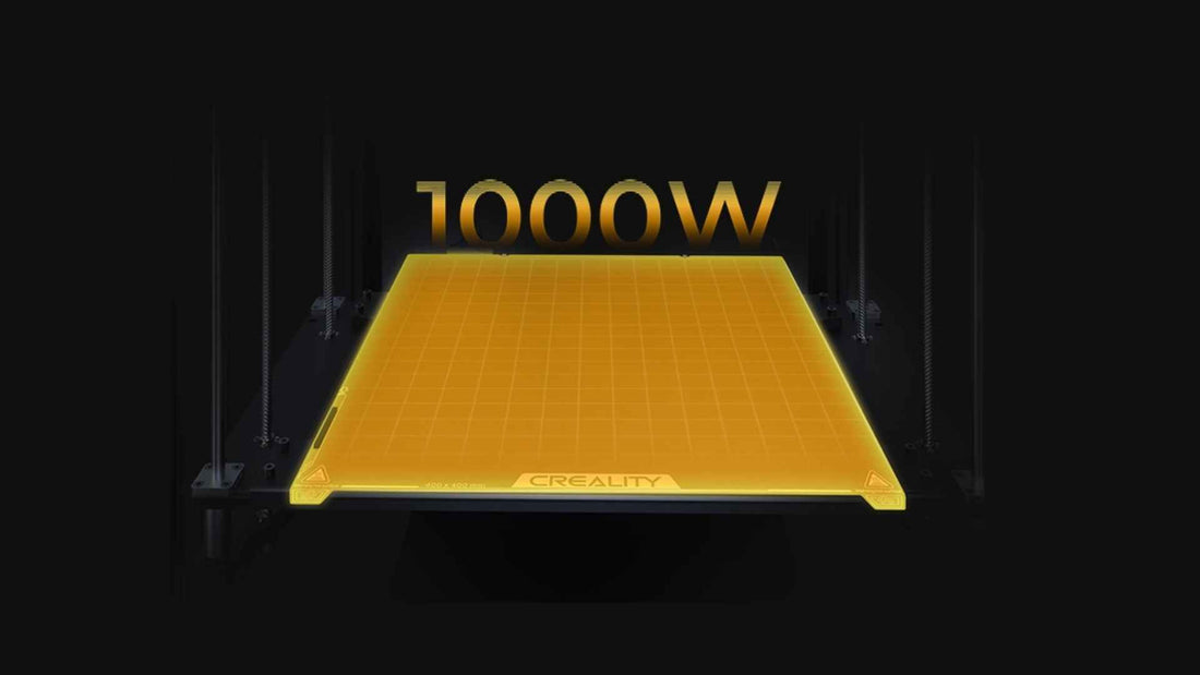1000W Heatbed - Reaches 80°C in 200 seconds, so production starts sooner