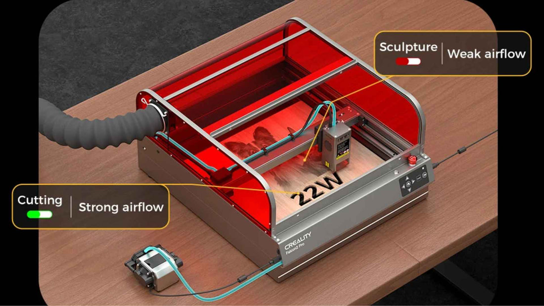 Integrated Air Assist - Adjust airflow automatically or manually for clean cuts without burnt edges