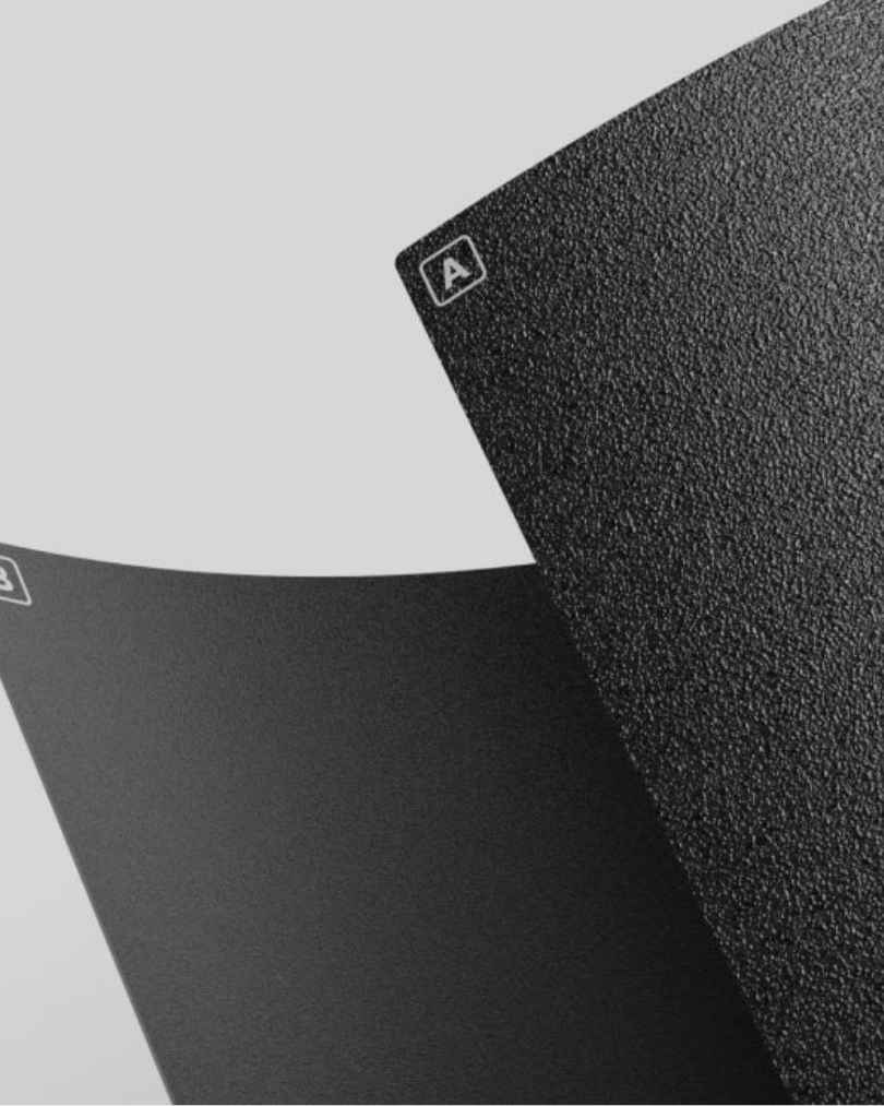 Dual-Sided Flexible Plate - PLA-specific surface grips at lower bed temperatures with minimal warping