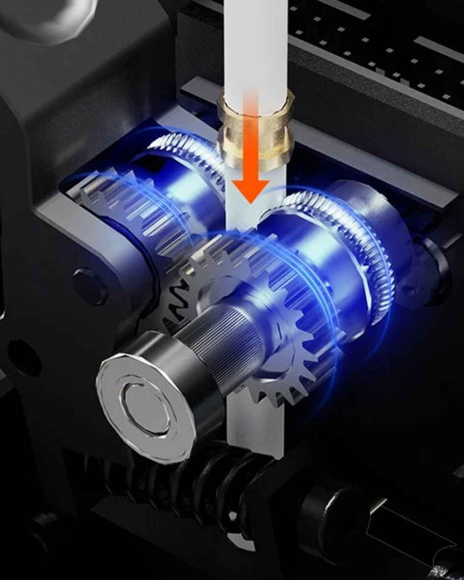 Dual-Gear Direct Extruder - 5.2:1 reduction ratio and 290g body, with a titanium heat break and 60W ceramic heater to 300°C