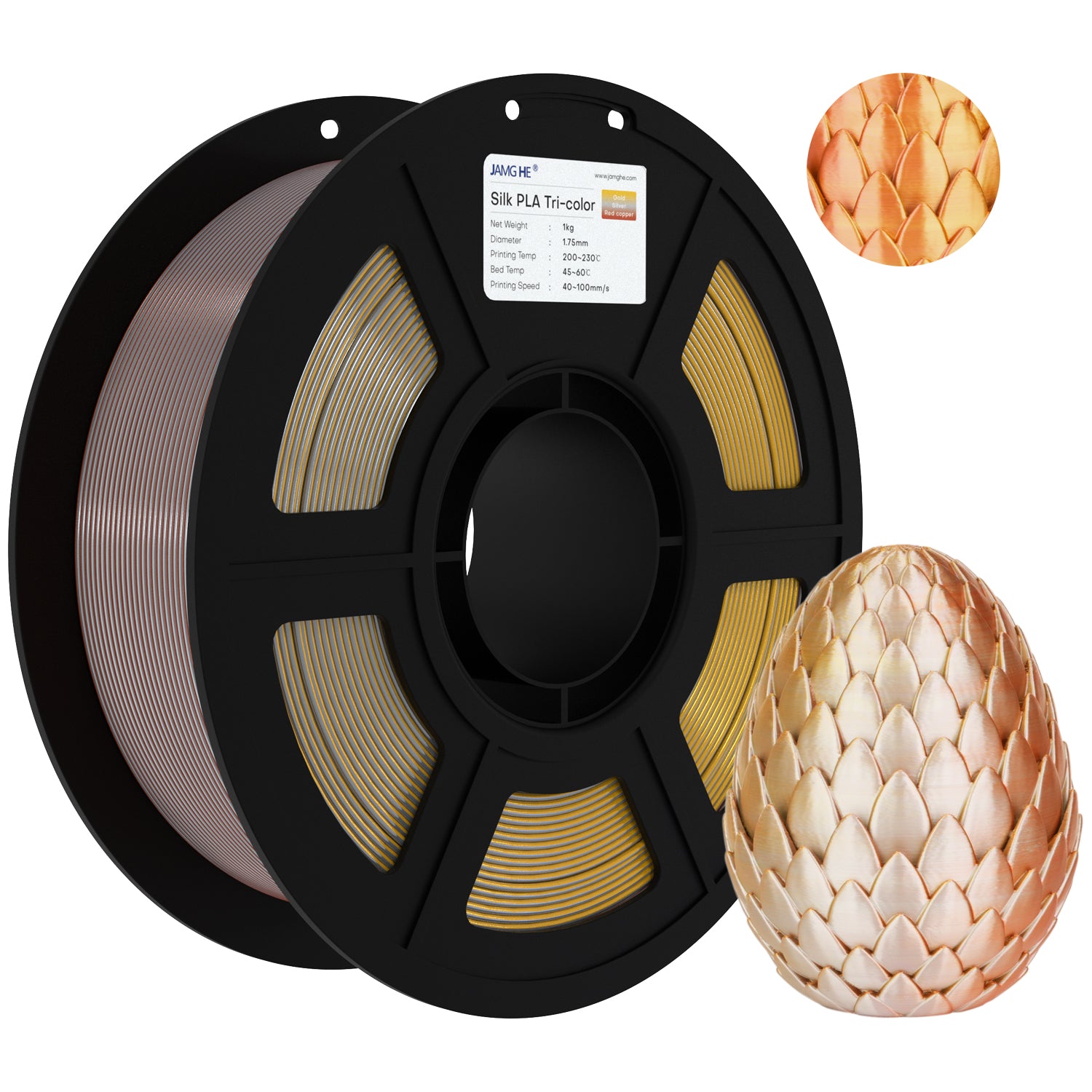 JAMG HE Silk 1.75MM Filament 1KG - Tri Colour