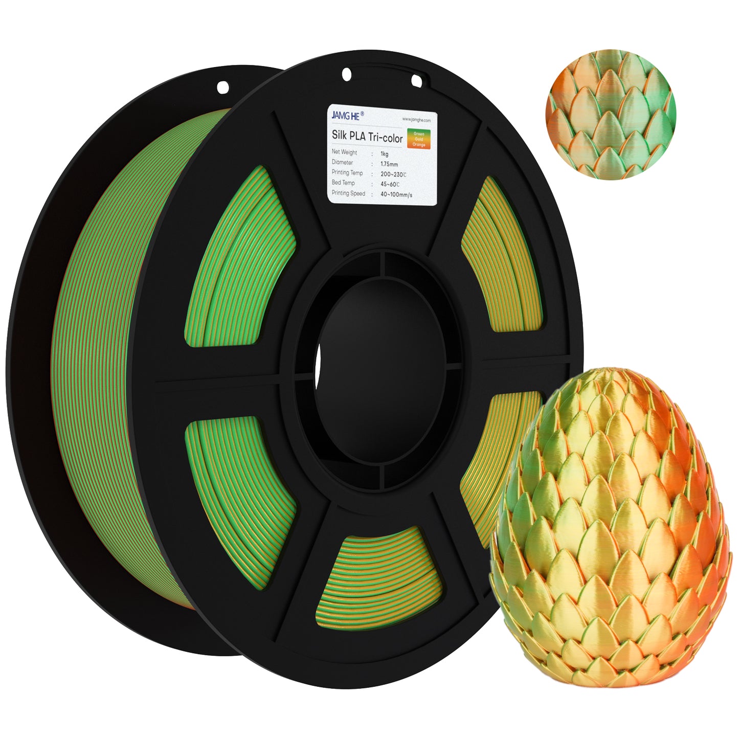 JAMG HE Silk 1.75MM Filament 1KG - Tri Colour