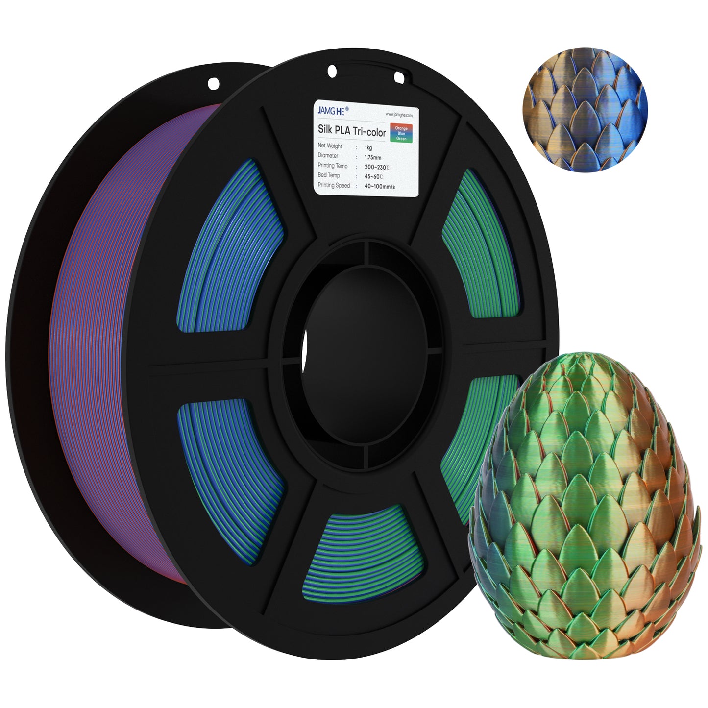 JAMG HE Silk 1.75MM Filament 1KG - Tri Colour