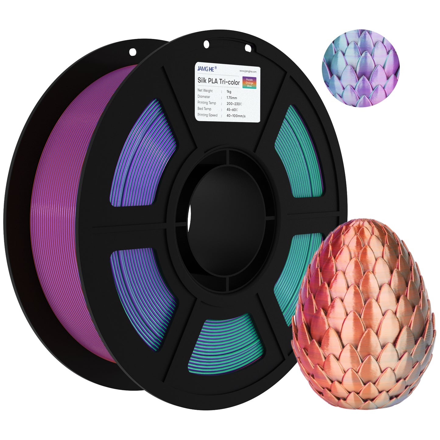 JAMG HE Silk 1.75MM Filament 1KG - Tri Colour