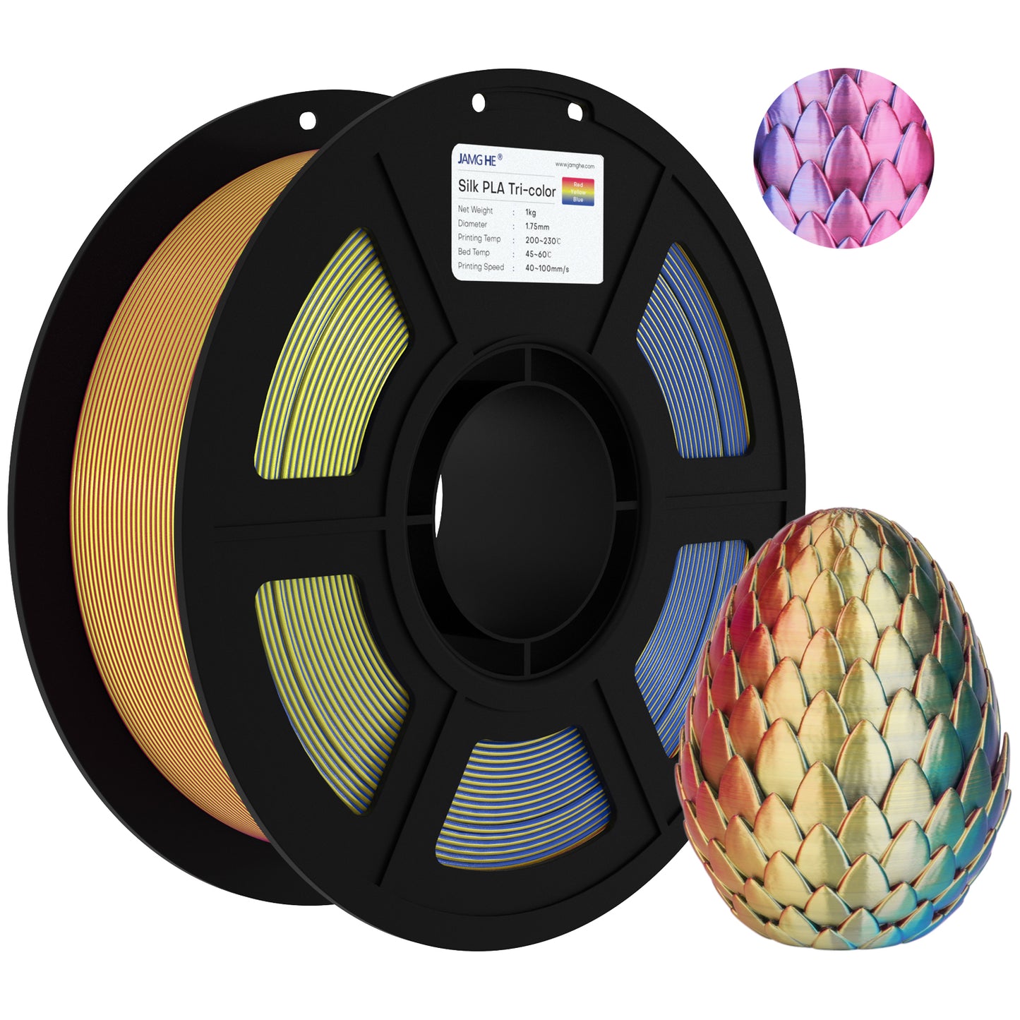 JAMG HE Silk 1.75MM Filament 1KG - Tri Colour