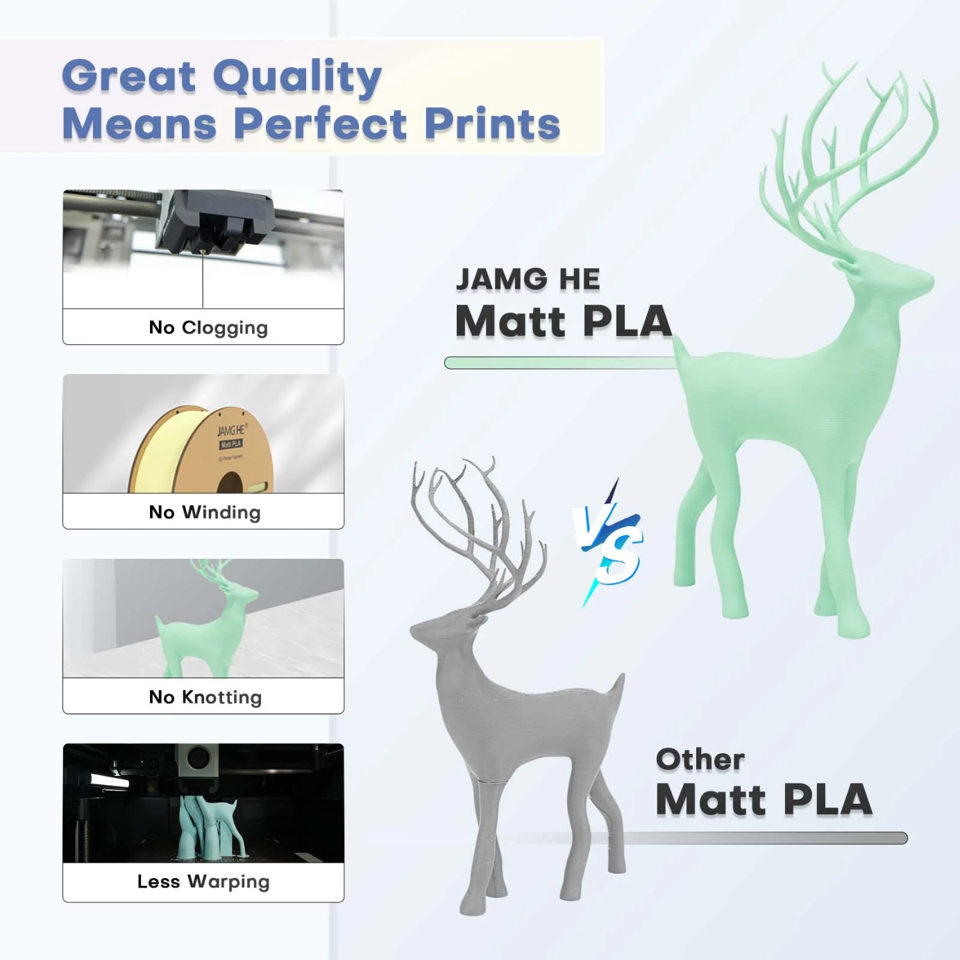 JAMG HE Matt PLA+ 1.75MM Filament 1KG
