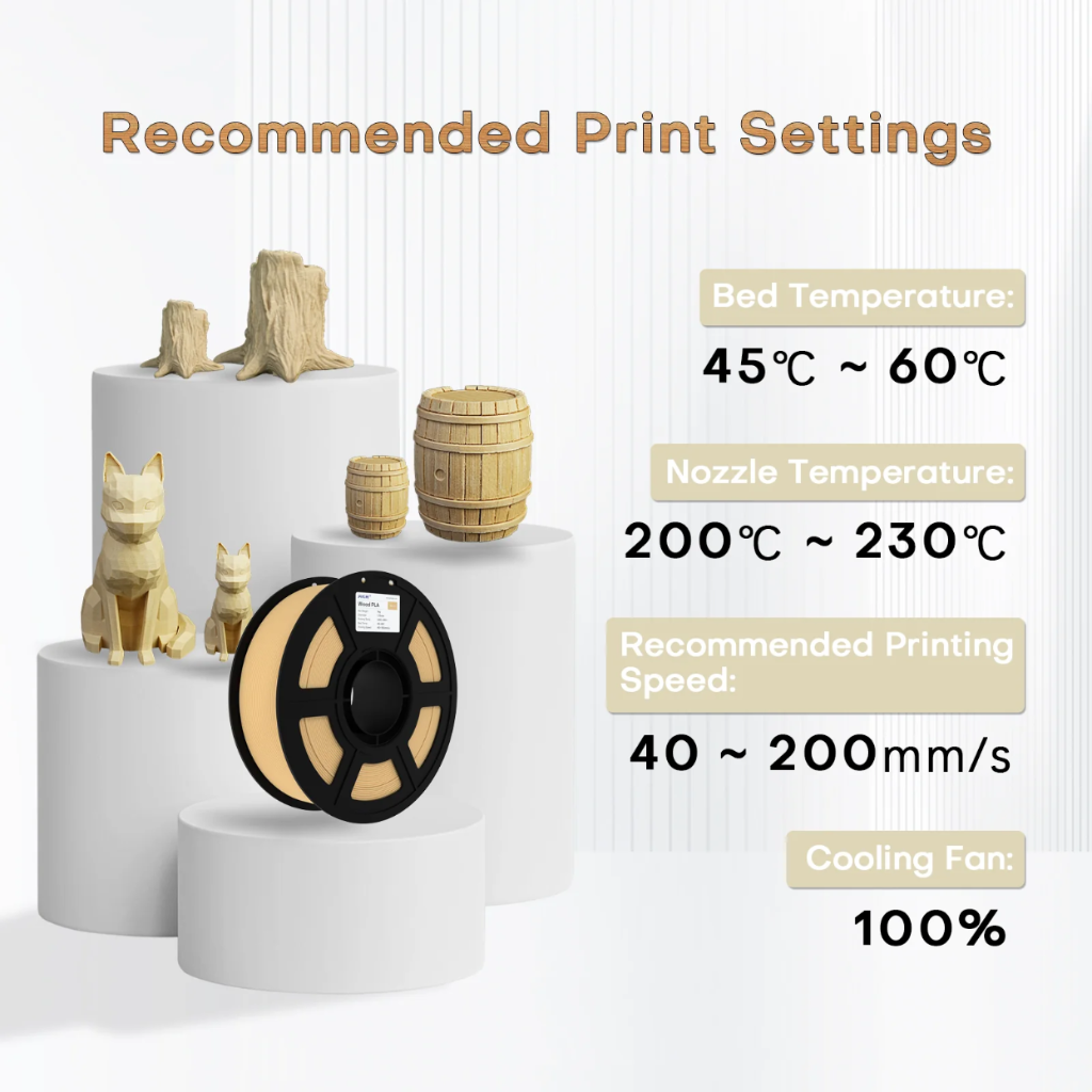 JAMG HE Wood PLA+ 1.75MM Filament 1KG