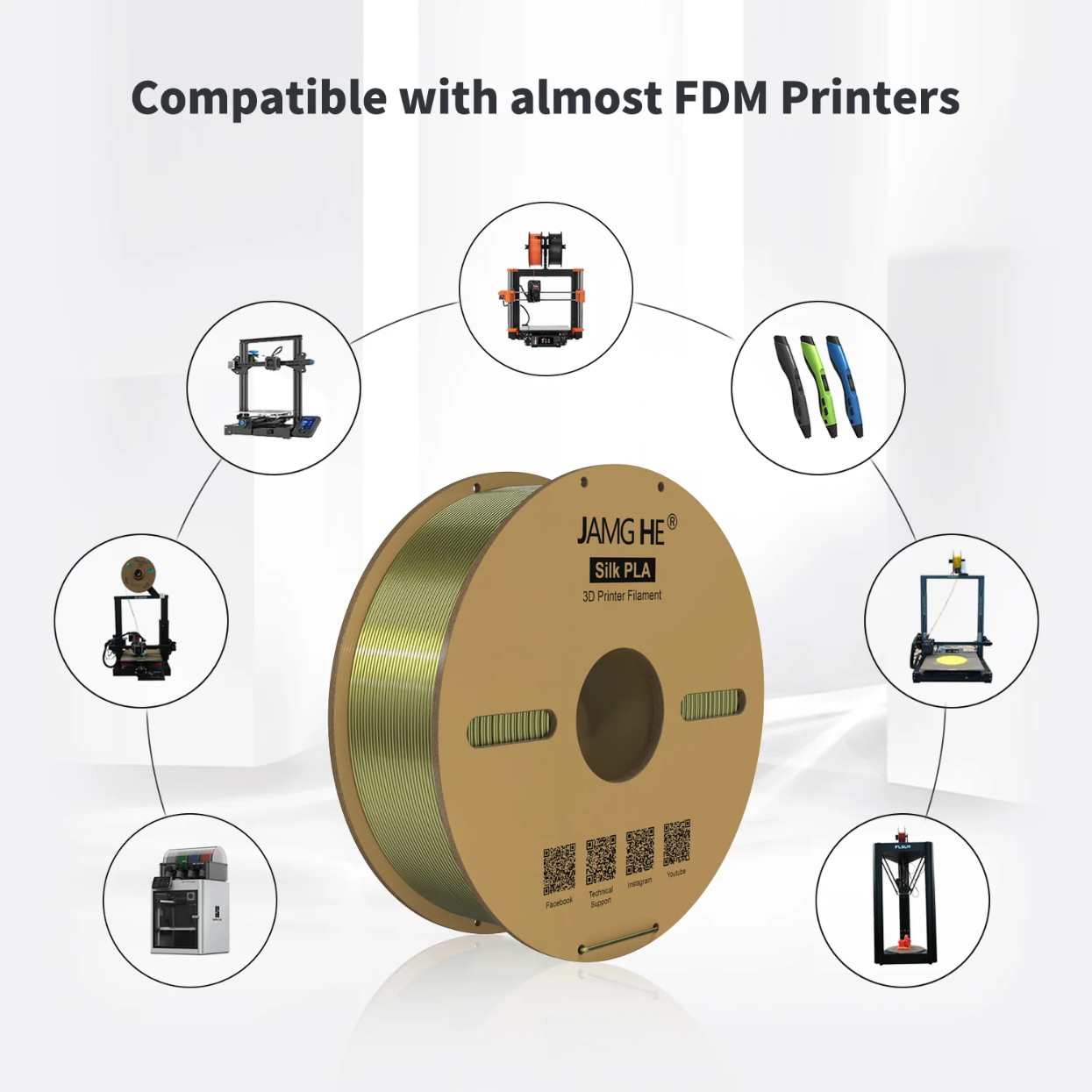 JAMG HE PLA Silk 1.75MM Filament 1KG