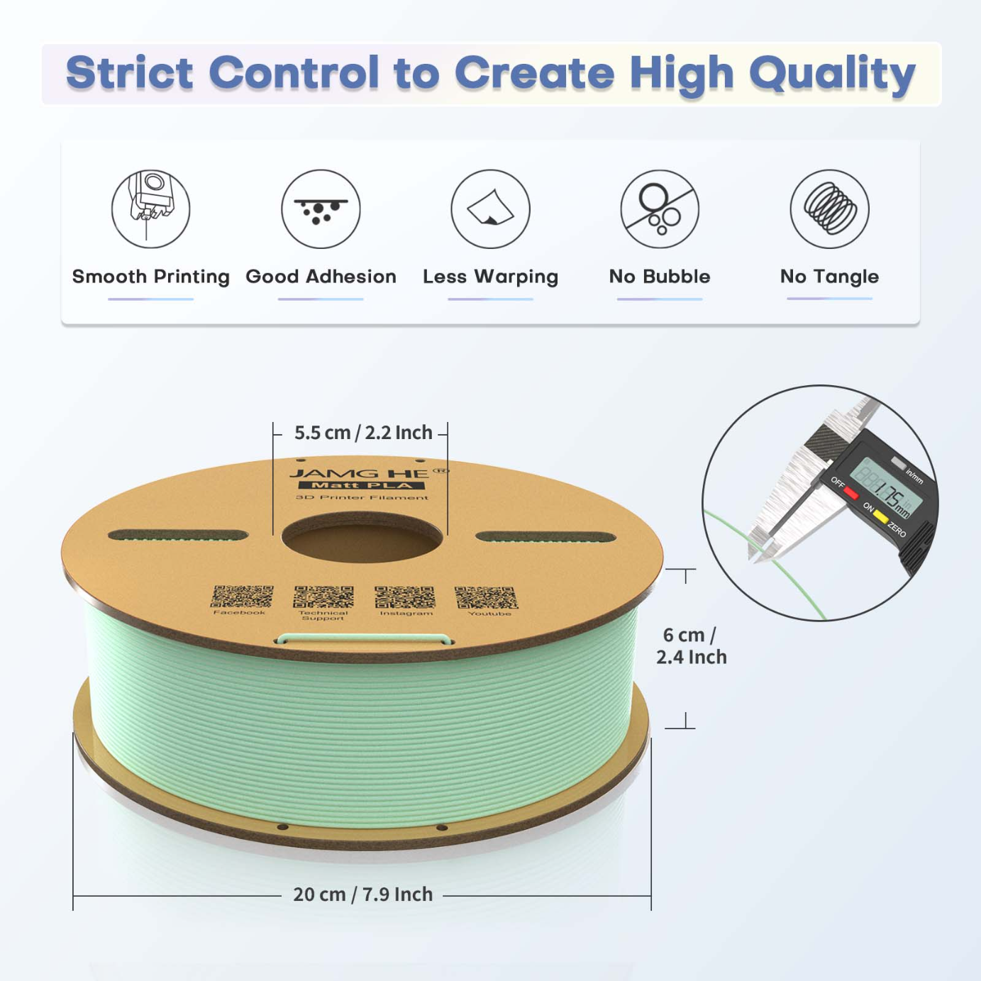 JAMG HE Matt PLA+ 1.75MM Filament 1KG