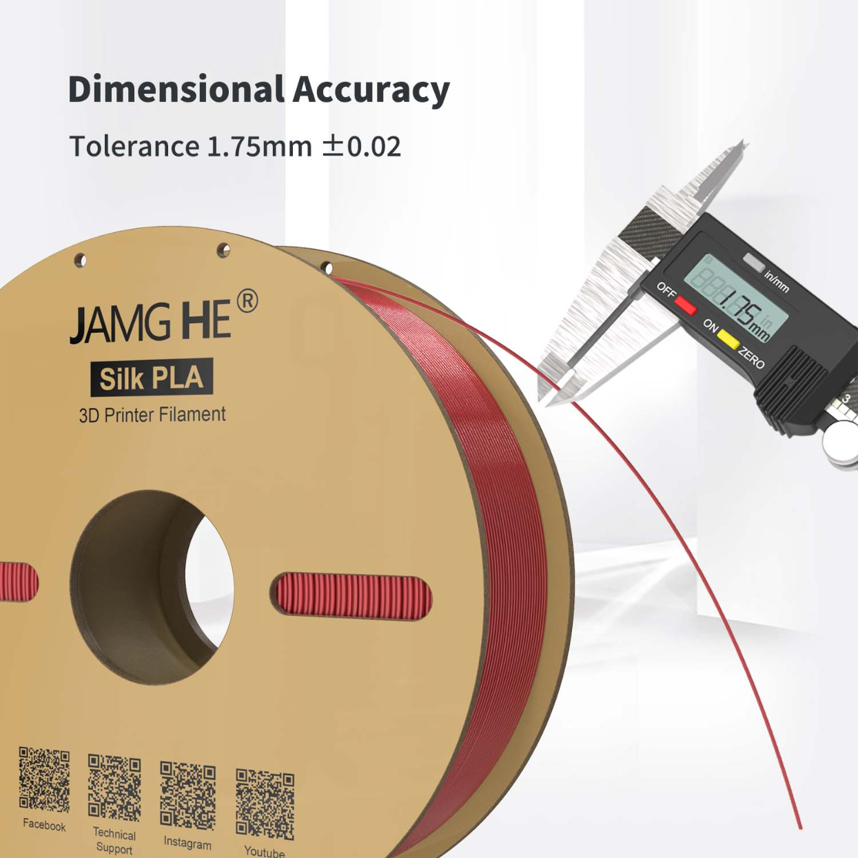 JAMG HE PLA Silk 1.75MM Filament 1KG