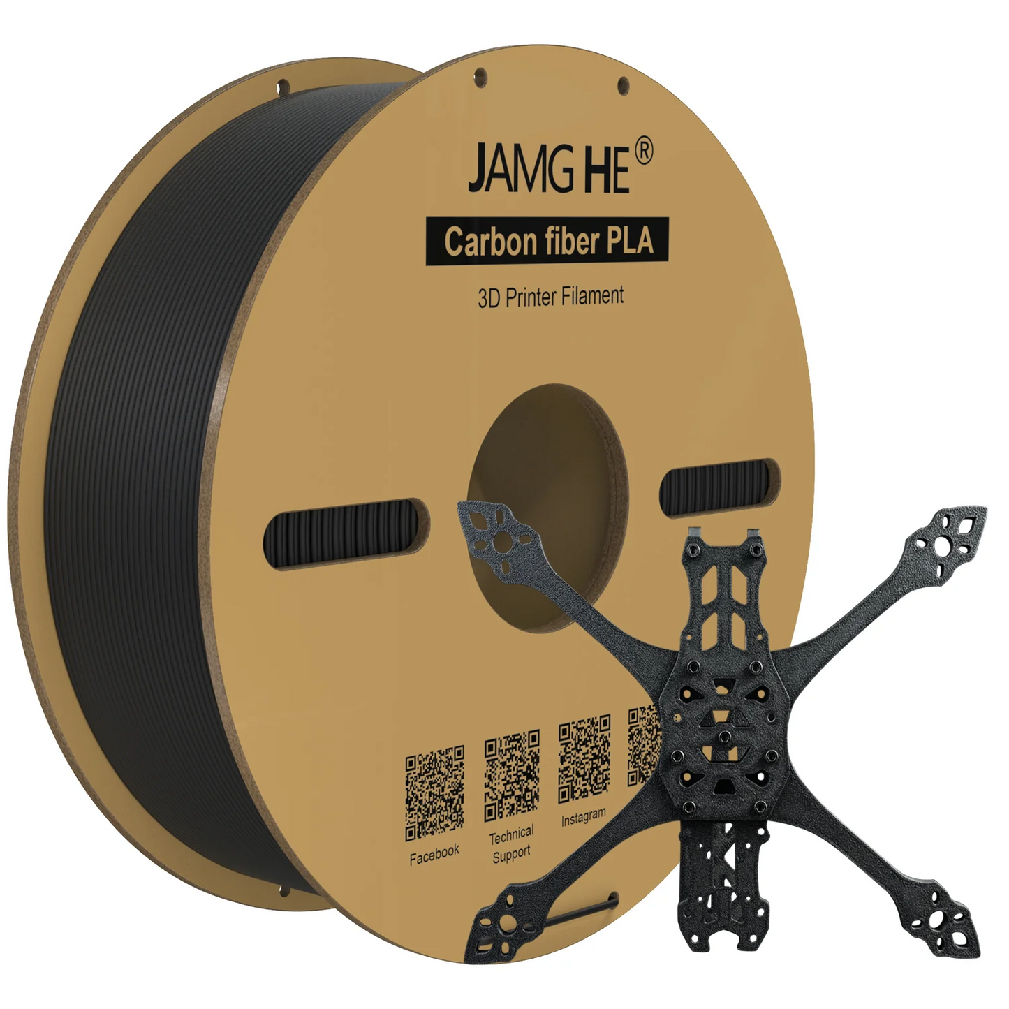 JAMG HE Carbon Fiber PLA  1.75MM Filament 1KG - Black