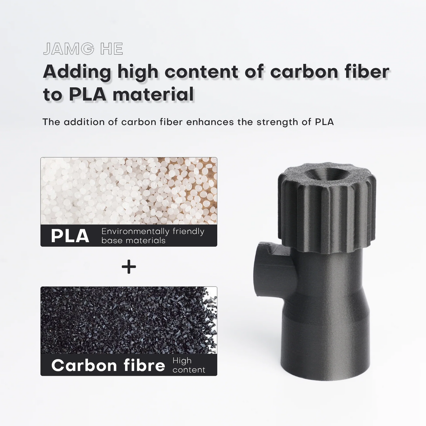 JAMG HE Carbon Fiber PLA  1.75MM Filament 1KG - Black