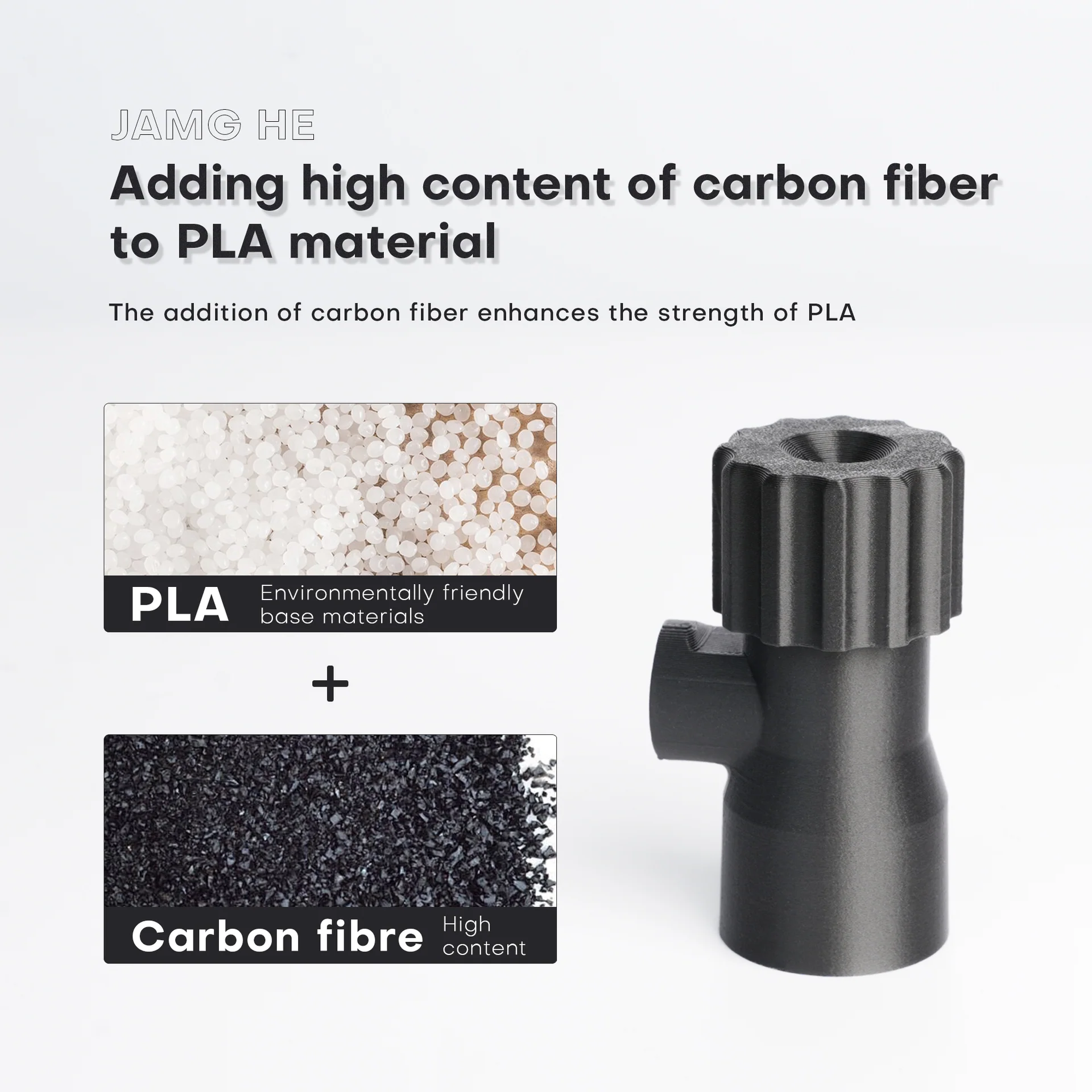 JAMG HE Carbon Fiber PLA  1.75MM Filament 1KG - Black