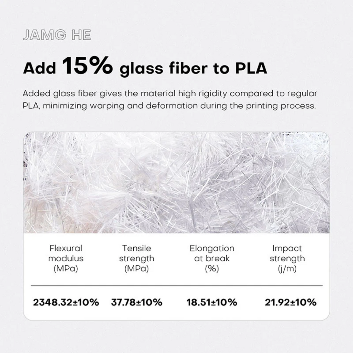 JAMG HE Glass Fiber PLA  1.75MM Filament 1KG - Natural