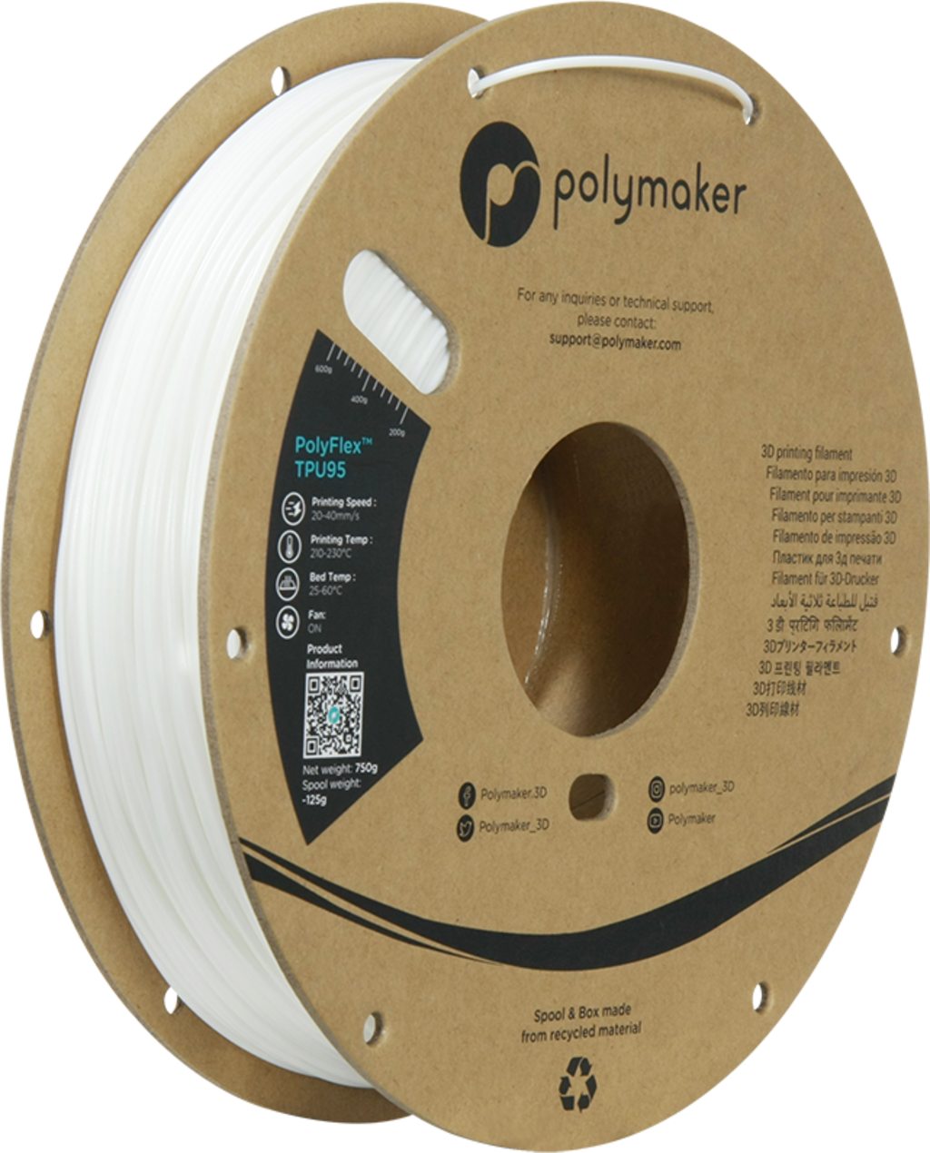 Polymaker Polyflex TPU95 1.75MM Filament 0.75KG