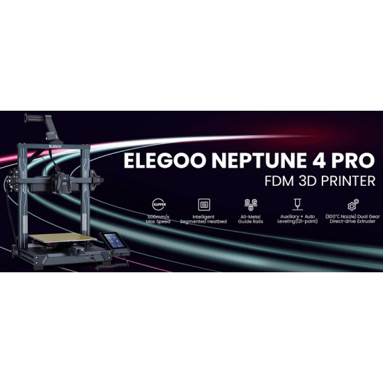 ELEGOO Neptune 4 Pro 3D Printer, 500mm/S High-Speed Fast FDM Printer, Print Volume 225*225*265mm,300°C High-Temperature